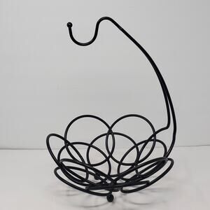 Vintage Wrought Iron Banaba hanger and fruit bowl in circular pattern